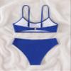 SHENHE Girl's 2 Piece High Waisted Spaghetti Strap Swimsuit Bathing Suit Bikini Royal Blue 14Y view 2
