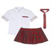 Agoky Sexy Schoolgirl Lingerie Set Japanese Anime Roleplay Outfits Uniform Sets Shirt with Plaid Skirt White&Navy#Blue Medium view 4