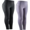 NELEUS High Waist Buttery Soft Tummy Control Yoga Pants Running Workout Leggings, 2 Pack, 9069,Black/Light Purple,US M,EU L view 1