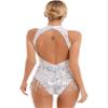 easyforever Women's Glitter Sequins Latin Dance Leotard Dancewear Fringe Jazz Ballroom Samba Dance Dress White F X-Large view 3