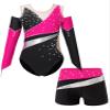 Aislor Kids Girls Off-shoulder Long Sleeve Ballet Leotards Gymnastics Bodysuit Biketard Jumpsuit with Shorts Set Pink 6 Years view 3
