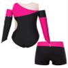 Aislor Kids Girls Off-shoulder Long Sleeve Ballet Leotards Gymnastics Bodysuit Biketard Jumpsuit with Shorts Set Pink 6 Years view 4