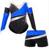 Aislor Kids Girls Off-shoulder Long Sleeve Ballet Leotards Gymnastics Bodysuit Biketard Jumpsuit with Shorts Set Blue 6 Years view 3