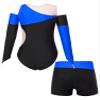 Aislor Kids Girls Off-shoulder Long Sleeve Ballet Leotards Gymnastics Bodysuit Biketard Jumpsuit with Shorts Set Blue 6 Years view 4