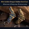 2pcs mini Gold Dragon Rubber Band Gun Metal Folding Keychain New and Interesting Ideas Rubber Band Toy Gun Outdoors Party Gift view 4