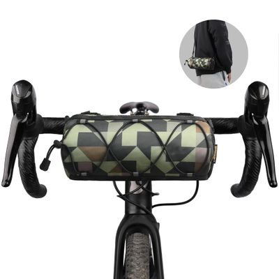 Rhinowalk Bike Handlebar Bag, Bicycle Front Bag Shoulder Bag Storage Bag with Shoulder Strap for Road Mountain Bike Cycling Travel (Camouflage green)