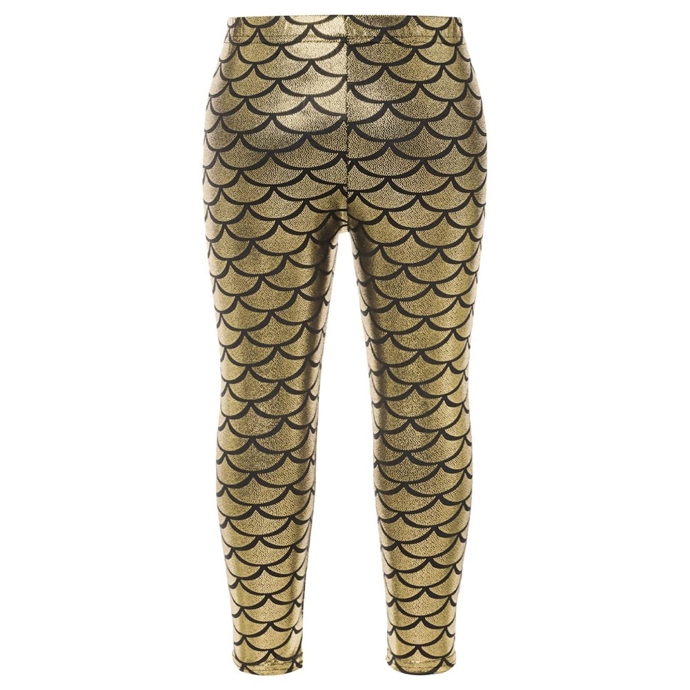 Loloda Girls Kids Shiny Metallic Yoga Active Leggings Thick Warm Athletic Tights Fleece Pants for Workout Fitness Sports Gold 2-3 Years