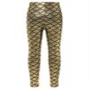 Loloda Girls Kids Shiny Metallic Yoga Active Leggings Thick Warm Athletic Tights Fleece Pants for Workout Fitness Sports Gold 2-3 Years view 1