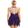 FEESHOW Women Figure Skating Dresses Glittery Rhinestone Lyrcial Dresses Contemporary Dance Costumes Uniforms #06-Purple X-Large view 2