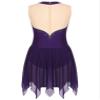 FEESHOW Women Figure Skating Dresses Glittery Rhinestone Lyrcial Dresses Contemporary Dance Costumes Uniforms #06-Purple X-Large view 4