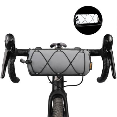 Rhinowalk Bike Handlebar Bag, Bicycle Front Bag Shoulder Bag Storage Bag with Shoulder Strap for Road Mountain Bike Cycling Travel (Reflective grey)
