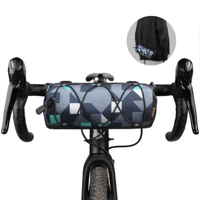 Rhinowalk Bike Handlebar Bag Bicycle Front Bag Shoulder Bag Storage Bag with Shoulder Strap for Road Mountain Bike Cycling Travel (Camouflage blue)