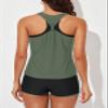 Aleumdr Womens Tankini Swimsuits Athletic 3 Piece Tummy Control Bathing Suits with Shorts Modest Tank Tops Green Medium view 2