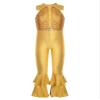 Aislor Girls Sequins Metallic One Piece Full Body Tank Unitard Zipper Back Bodysuit Dance Gymnastics Leotard Jumpsuit Gold 10 Years view 4