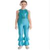 Aislor Girls Sequins Metallic One Piece Full Body Tank Unitard Zipper Back Bodysuit Dance Gymnastics Leotard Jumpsuit Blue 10 Years