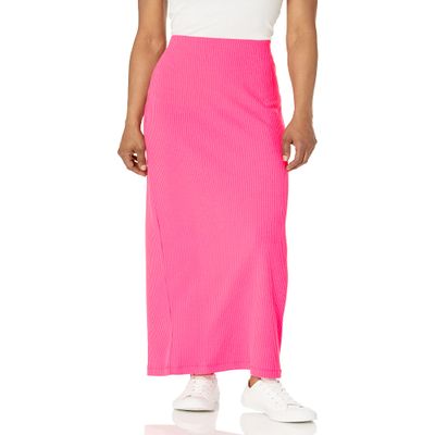 Show Me Your Mumu Women's Girls' Slim Size elle Skirt, hot Pink Rib Knit