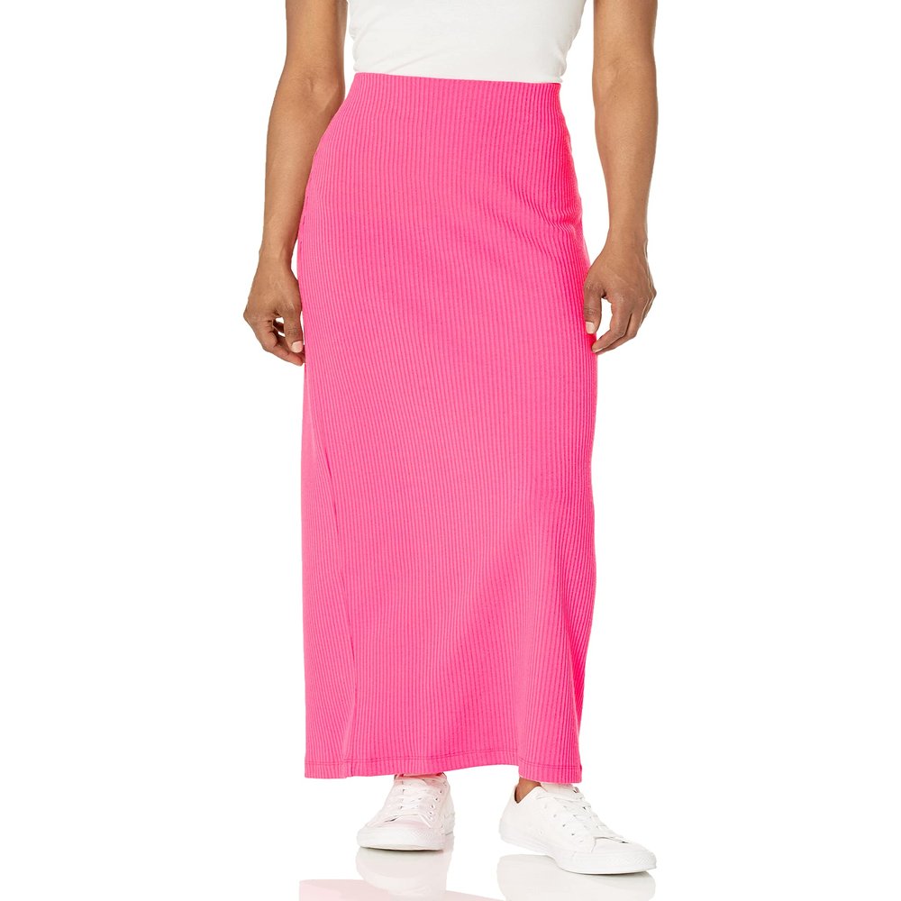 Show Me Your Mumu Women's Girls' Slim Size elle Skirt, hot Pink Rib Knit