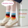 Marchare Girls Seamless Crew Cotton Socks Kids Casual Socks School Socks Rainbow Stripes Color F 5 Pack 3-5 Years view 2