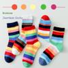 Marchare Girls Seamless Crew Cotton Socks Kids Casual Socks School Socks Rainbow Stripes Color F 5 Pack 3-5 Years view 4