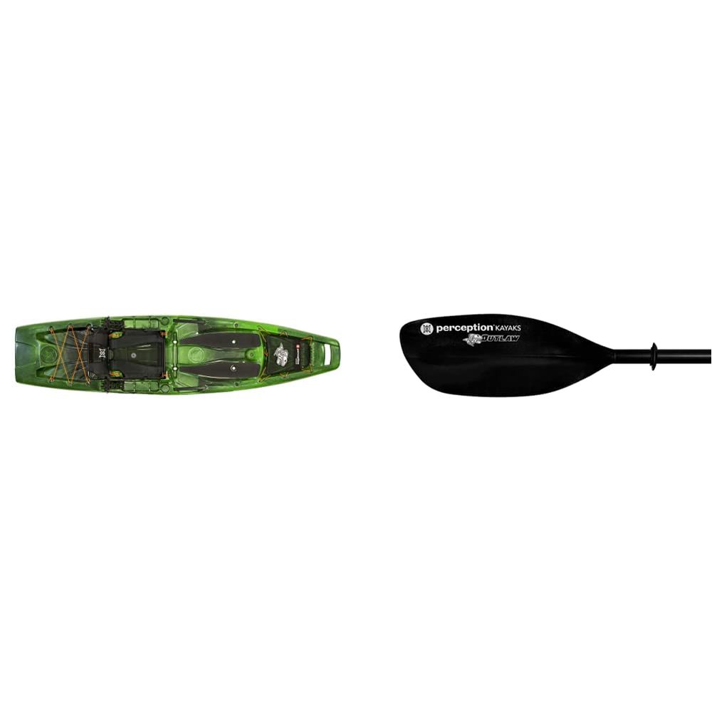 Perception Kayaks Outlaw 11.5 | Sit on Top Fishing Kayak + Outlaw 3-Piece Kayak Paddle