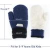 Double Layer Warm Knit Mittens for Kids Girls Boys Winter Outdoor Gloves for 5-10 Years view 2