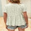 BBcoch Women's Floral Babydoll Dress Peplum Tops Short Sleeve V Neck Top White Large view 3