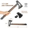 17.5in Full Tang Camping Axe Tomahawk with Nylon Sheath, Tactical and Survival Hatchet with Hammer for Axe Throwing, Outdoor Camping Hiking and Chopping Wood view 3