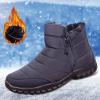 Fashion Winter Men Snow Boots Thick Soled Non Slip Waterproof Upper Side Zipper Lightweight Hiking Boots for (Black, 11) view 3
