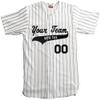 Custom Short Sleeve Pinstripe Baseball Jersey 6 Button | White and Navy | Adult Med view 1