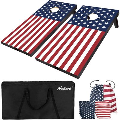 Cornhole Board Set 4x2 Regulation Size Cornhole Set with Carrying Bags & 8 Bean Bags Corn Hole Boards Bean Toss Game for Adults Family Outdoor Lawn Outside Backyard Games