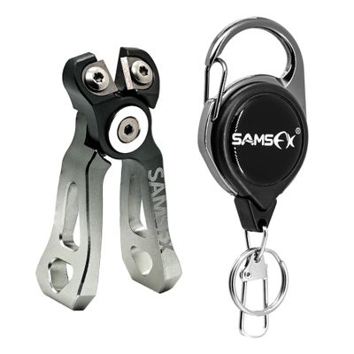 SAMSFX MINI Fishing Line Cutters with Retractors, Braid Scissors,Tungsten Line Cutter That Cut Braid, Mono and Fluoro Lines Clean and Smooth Fly Fishing Equipment (Gradient Silver)