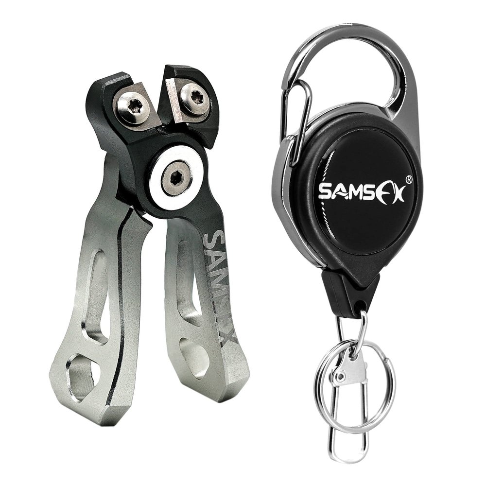 SAMSFX MINI Fishing Line Cutters with Retractors, Braid Scissors,Tungsten Line Cutter That Cut Braid, Mono and Fluoro Lines Clean and Smooth Fly Fishing Equipment (Gradient Silver)
