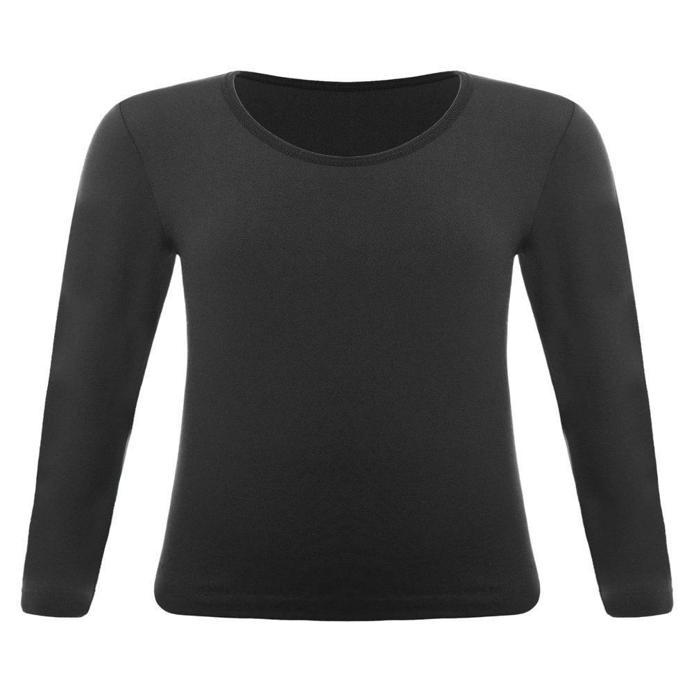 Loodgao Unisex Kids Thermal Underwear Tops Long Sleeve Crew Neck T-Shirt Compression Base Layer Undershirt Black 7-10 Years
