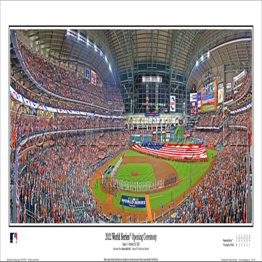SportPicturesOnline 2022 World Series Opening Ceremony Game One Minute Maid Park 13.5x39 Unframed Panoramic Poster 2137