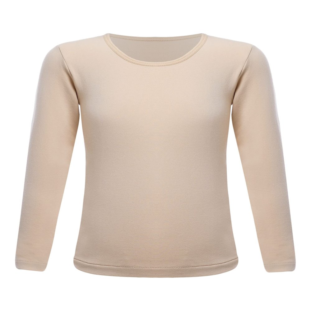 Loodgao Unisex Kids Thermal Underwear Tops Long Sleeve Crew Neck T-Shirt Compression Base Layer Undershirt Nude 10-12 Years