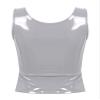 iiniim Women Faux Leather Sleeveless Square Neck PU Leather Crop Tank Tops Zipper Vest Camisole Silver X-Large view 4