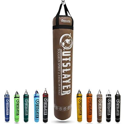 Muay Thai Punching Bag 6ft 150lbs Unfilled Made in USA (Brown/Black, with D-Ring)