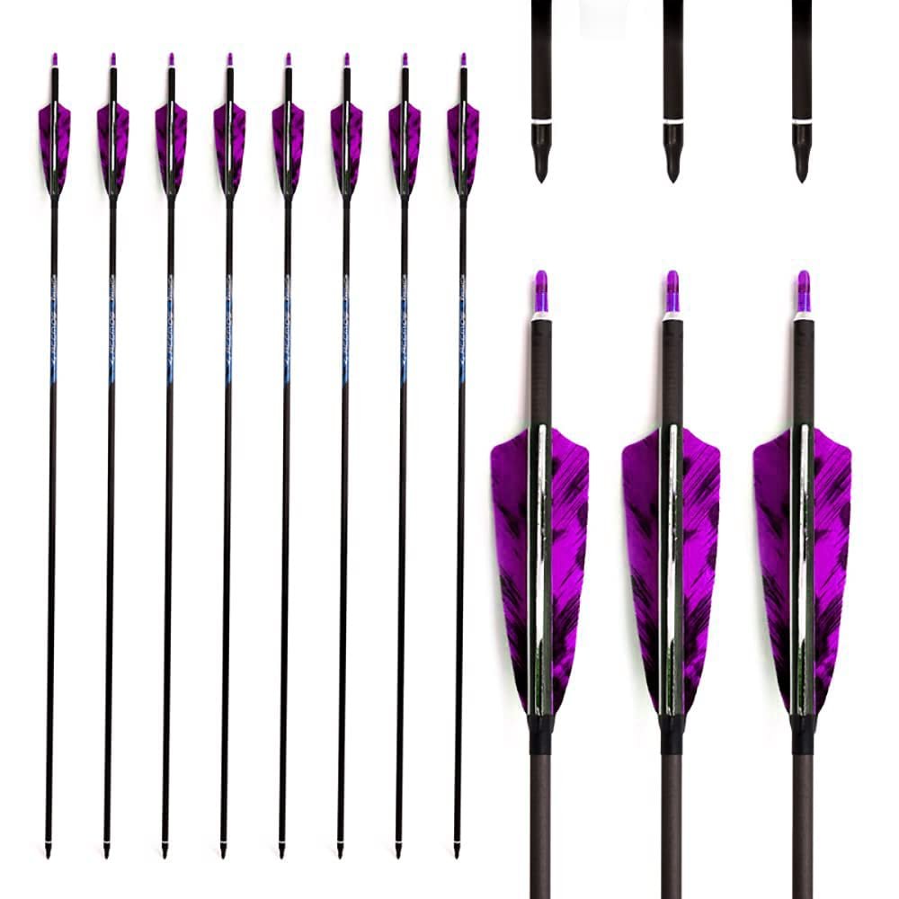 600-Spine Arrow 32-Inch Arrow Target Practice Arrow Hunting Arrow Carbon Arrows Compound Bow Recurve Bow Adult Youth Archery Indoor Outdoor Shooting Bullet Field Tip 18pc Style2