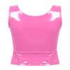 Fldy Womens Stretchy Sleeveless Liquid Metallic Club Crop Tank Top Stage Show Vinyl Zipper Vest Pink 4X-Large view 4