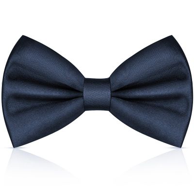 URAQT Men's Bow Tie, Classic Solid Color Pre-Tied Bow Tie for Men, Satin Tux Bowtie, Adjustable Formal Neck Bowtie for Birthday Party Wedding Graduation Mother Gifts (Navy Blue)
