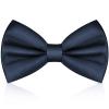 URAQT Men's Bow Tie, Classic Solid Color Pre-Tied Bow Tie for Men, Satin Tux Bowtie, Adjustable Formal Neck Bowtie for Birthday Party Wedding Graduation Mother Gifts (Navy Blue) view 1