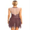ranrann Women's Lyrical Dance Dres Glitter Rhinestone Sleeveless Figure Skating Dance Performance Costume #03-Brown Large view 2
