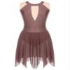 ranrann Women's Lyrical Dance Dres Glitter Rhinestone Sleeveless Figure Skating Dance Performance Costume #03-Brown Large view 3