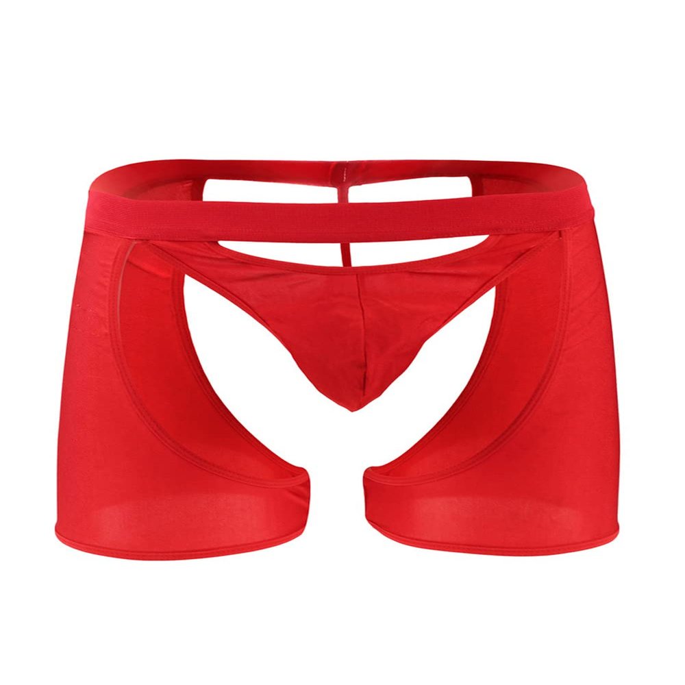 Oludkeph Men's Panties Lingerie Tirm Bulge Pouch Stretchy G-String Bikini Thong Underwear with Garter (Red)