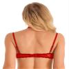 Hedmy Woman's Lace Underwire Push Up Shelf Bra 1/2 Cup Demi Balconette Hollow Out Unlined Bra Tops Red Large view 3