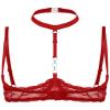 Hedmy Woman's Lace Underwire Push Up Shelf Bra 1/2 Cup Demi Balconette Hollow Out Unlined Bra Tops Red Large view 4