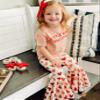 FYBITBO Toddler Baby Girl Valentines Day Outfit Little Miss Short Sleeve Tee Shirt Top Heart Bell Pants Spring Clothes (Heart print pink,12-18 Months) view 2