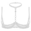 Lejafay Women See Through Lace 1/4 Cups Balconette Bustier Brassiere Padded Underwire Shelf Bra Tops White 3X-Large view 1