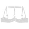 Lejafay Women See Through Lace 1/4 Cups Balconette Bustier Brassiere Padded Underwire Shelf Bra Tops White XX-Large view 4