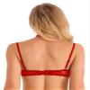 Lejafay Women See Through Lace 1/4 Cups Balconette Bustier Brassiere Padded Underwire Shelf Bra Tops Red Medium view 3